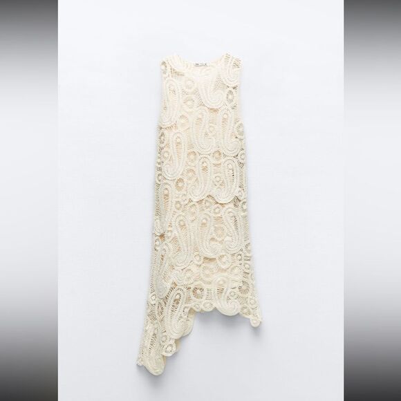 ZARA ASYMMETRIC CROCHET DRESS - Picture 8 of 10